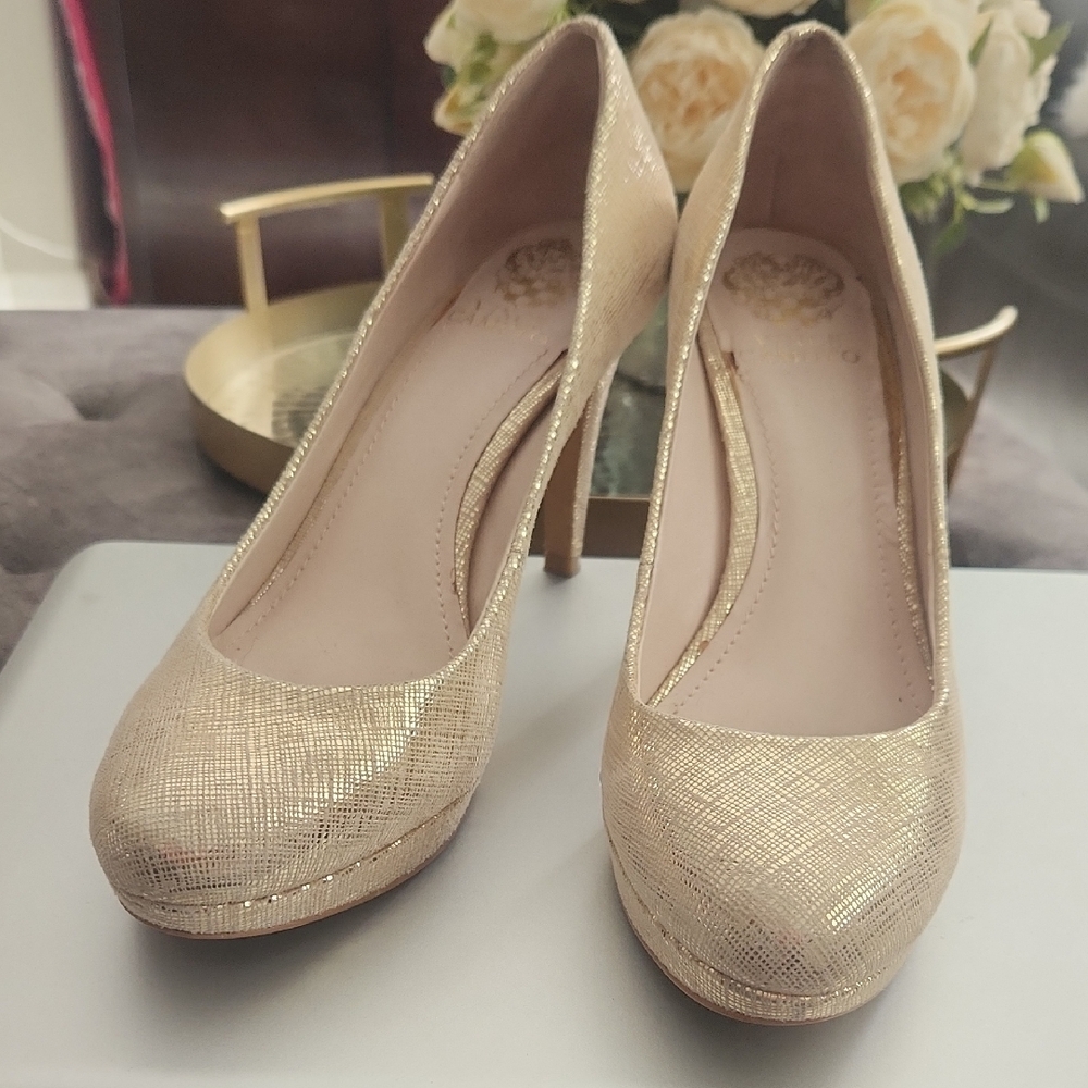 Vince Camuto Shimmering Gold Heels